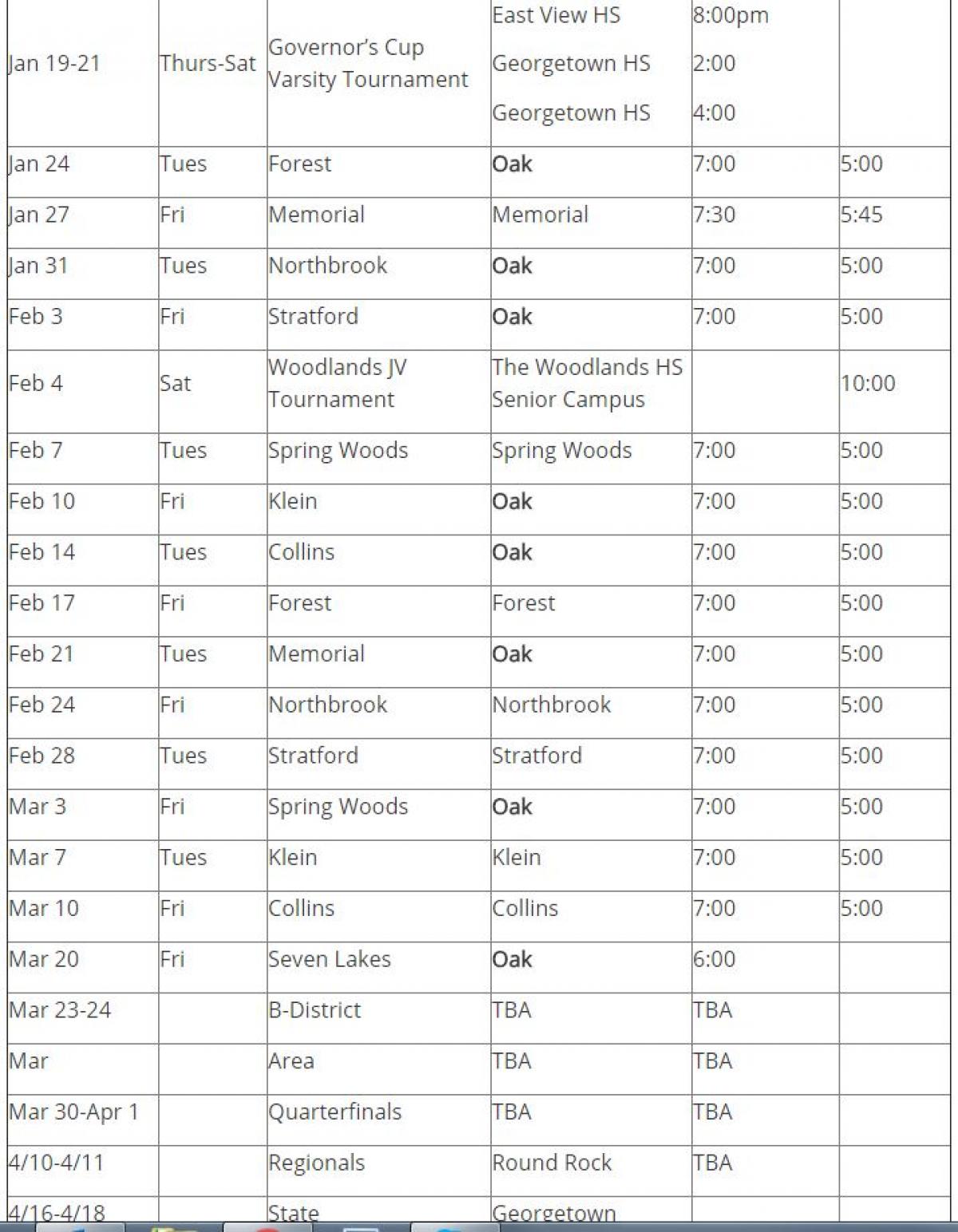 2017 game schedule