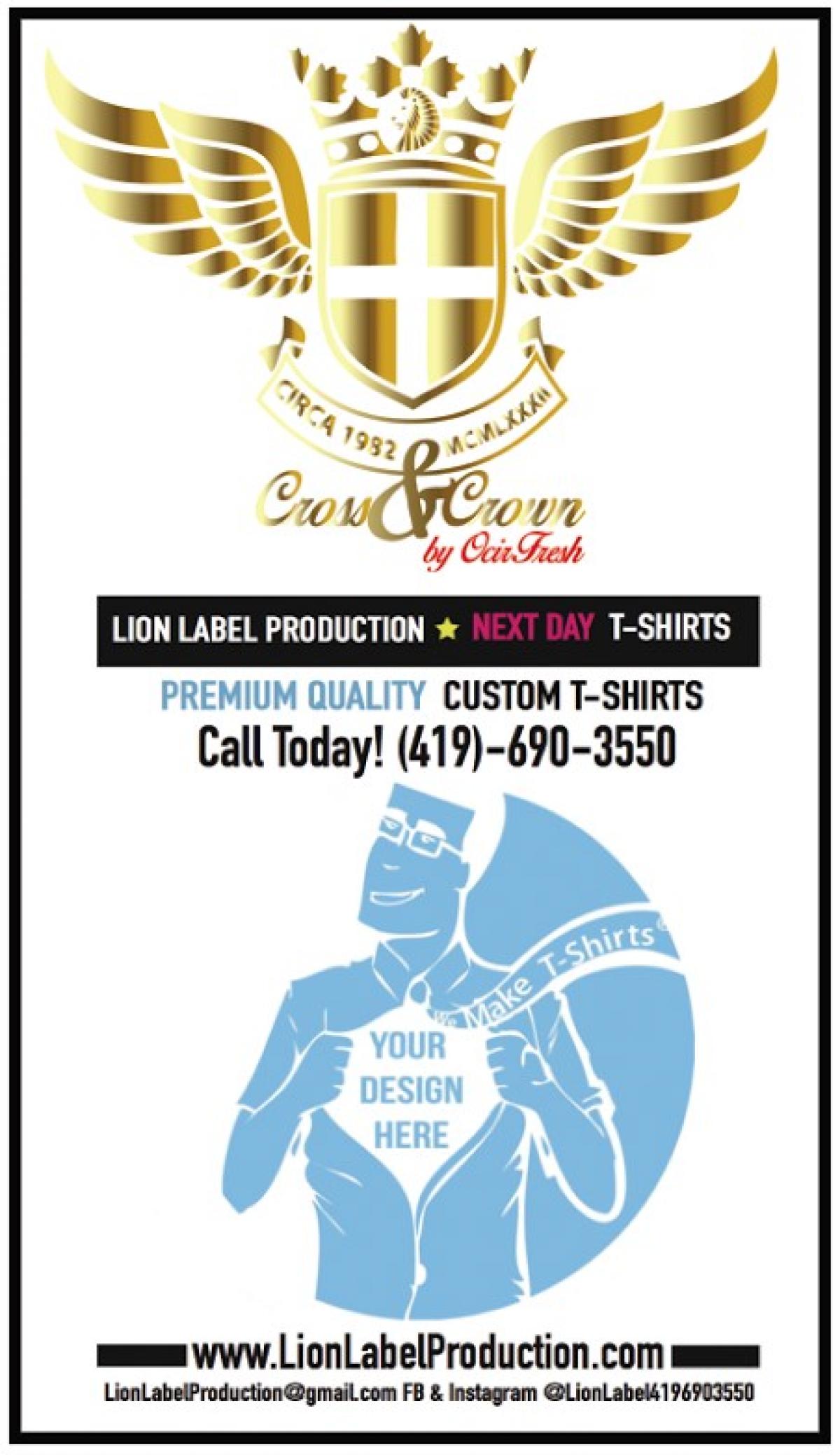 Cross&Crown Brand and Lion Label Production Custom T-Shirts Join the Toledo Threat Family