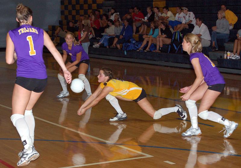 Haley Sirmon digging the ball