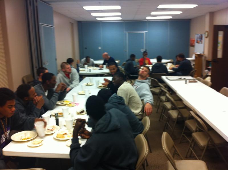 celebrating Thanksgiving as a team at the local church...