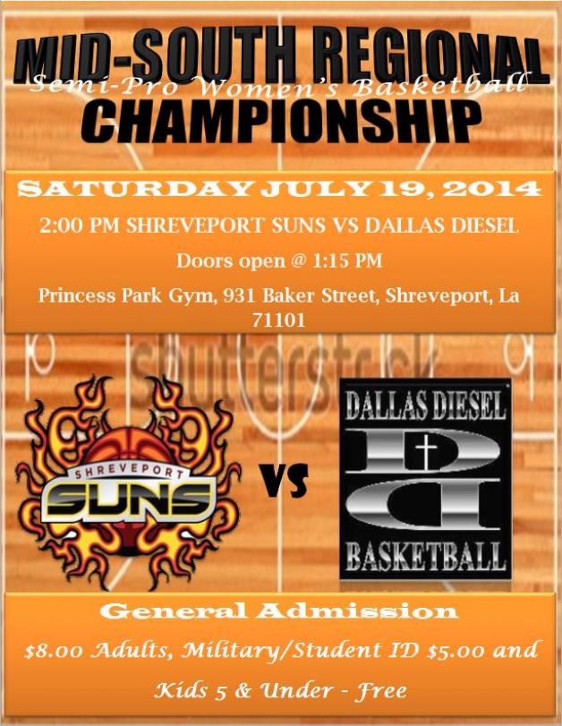 Shreveport Suns face-off against the Dallas Diesel for the Mid-South Regional Championship Title!!!! 
